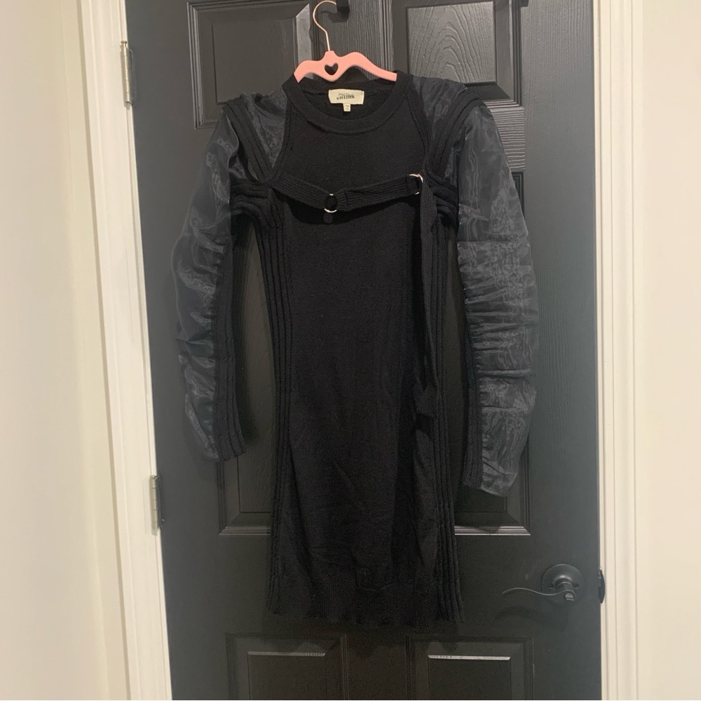 Jean Paul Gaultier | Black Wool Knit Sweater Buckle Detail Dress | Sz M